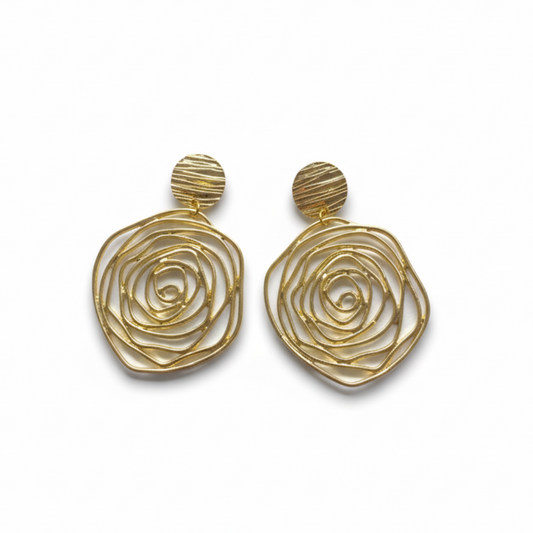 Gold-Tone Spiral Floral Earrings