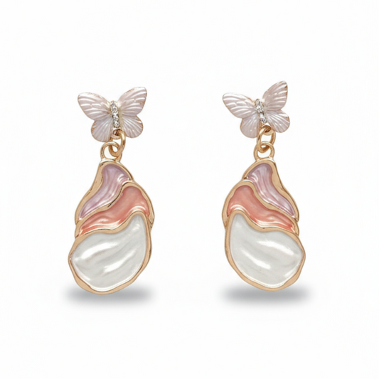 Butterfly & Pearl Enamel Earrings