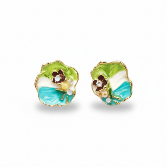 Floral Enamel Stud Earrings